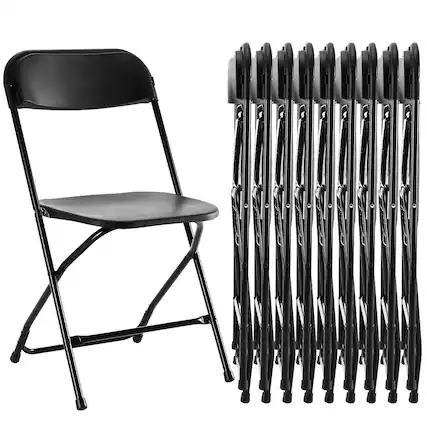 Front. AENKYO - 10 Pack Folding Chair, Indoor Outdoor Portable, Stackable for Events, Offices, Weddings, Picnics and Restaurants - Black.