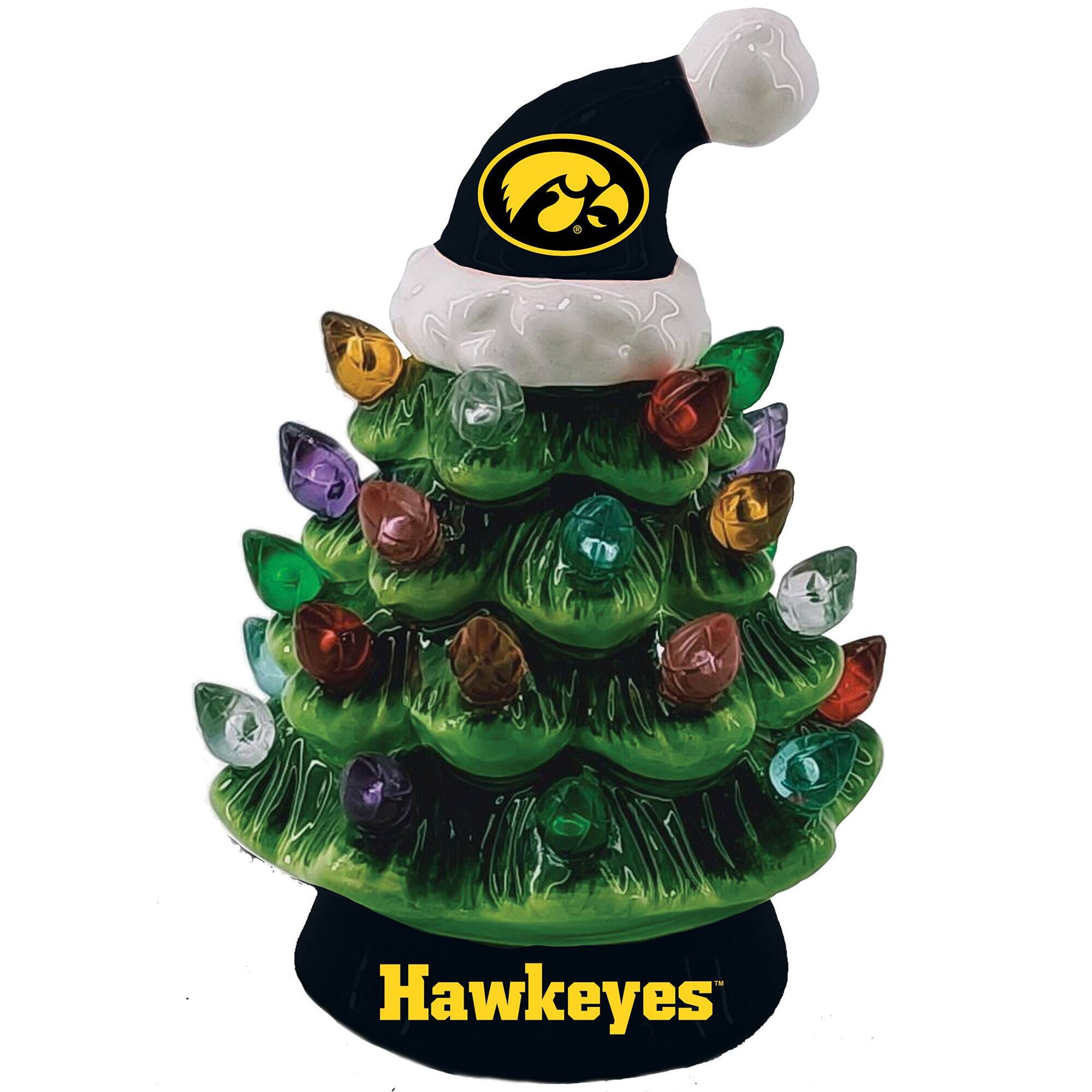 Front. Evergreen Enterprises - Iowa Hawkeyes 8" Light Up Ceramic LED Christmas Tree - Multicolor.