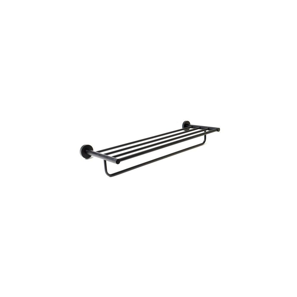 Angle. Alfi - Black Matte 26" Towel Bar & Shelf - Black.