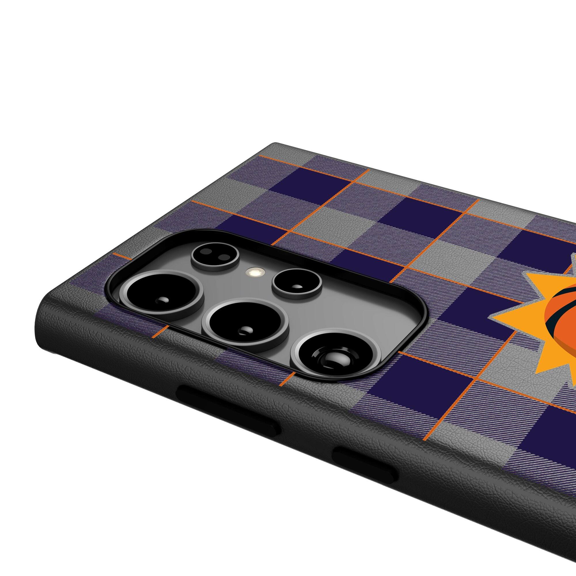 Alt View 3. Keyscaper - Phoenix Suns Plaid Galaxy Magnetic Bump Case - S24 - Black.
