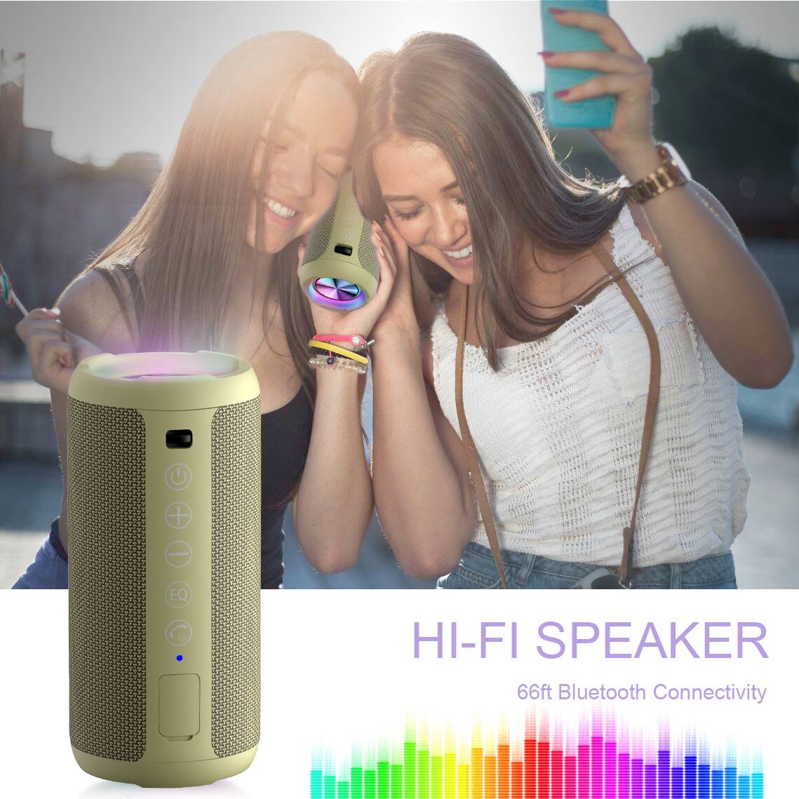 HI-FI SPEAKER  
66ft Bluetooth Connectivity