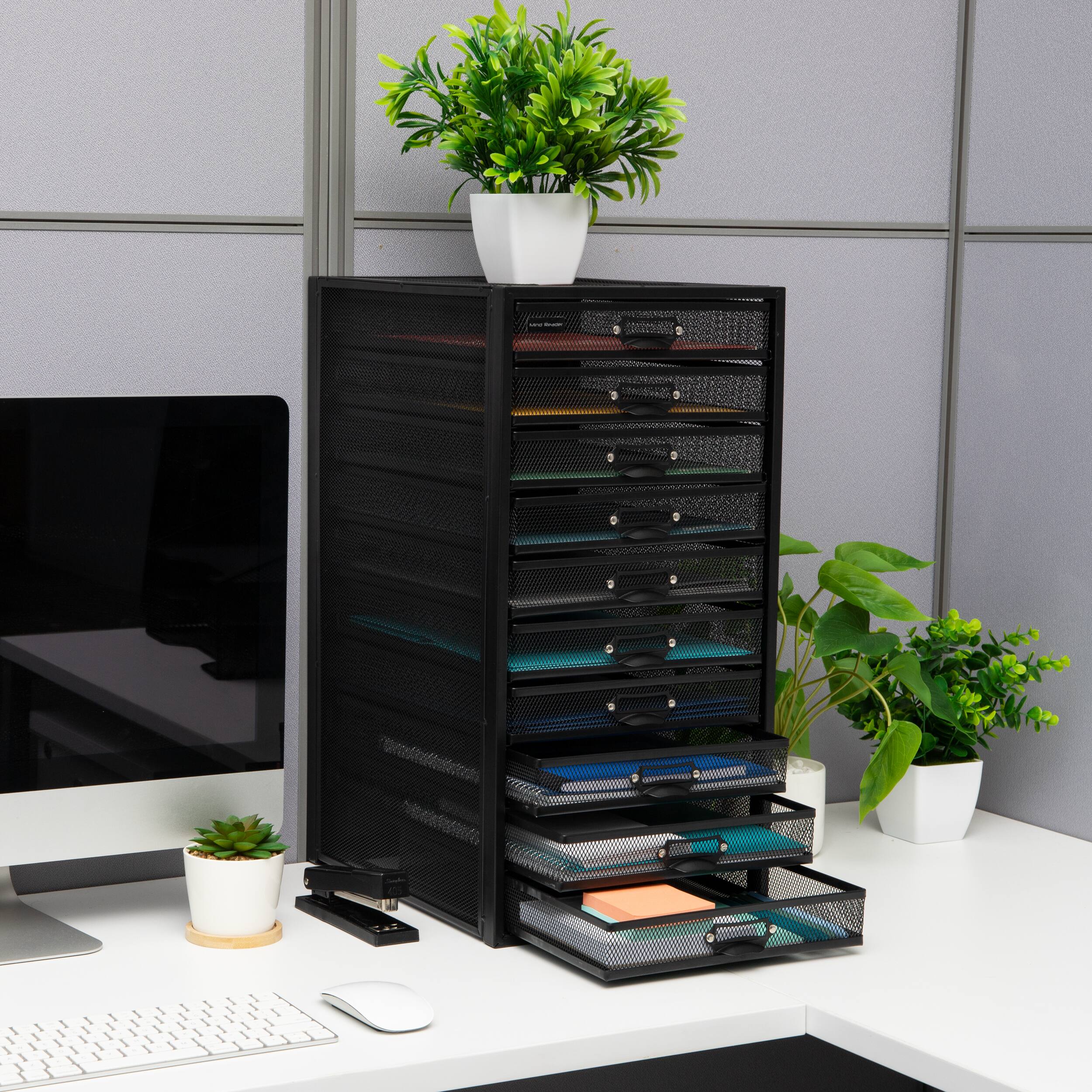 Alt View 11. Mind Reader - File Storage Drawers, Desk Organizer, Multi-Purpose, Crafts, Office, Metal Mesh, 10.75"L x 14"W x 21.25"H - Black.
