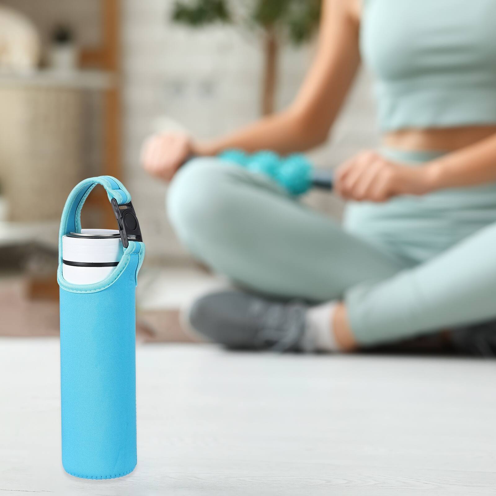 Alt View 6. Unique Bargains - 2pcs Neoprene Water Bottle Sleeve, 15.5-20oz Insulated Carrier Bag with 2 Straps for Travel - Blue.