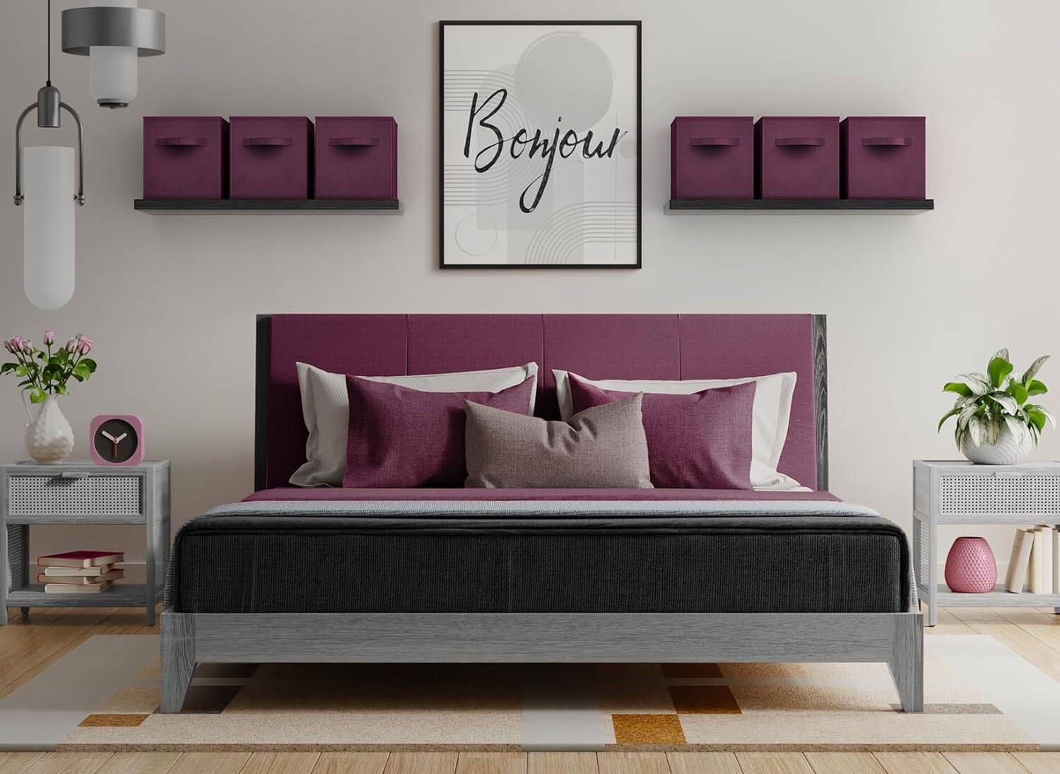 Alt View 1. Sorbus - Sorbus Foldable Storage Cubes - 6 Fabric Baskets for Organizing Pantry, Closet, Shelf, Nursery, Playroom, Toy Box, Cubby - Purple.