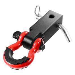 VEVOR - Shackle Hitch Receiver, Fits 2" Receivers, 52900 lbs Breaking Strength, D Ring Shackle with Trailer Hitch Lock Pin - Black,red