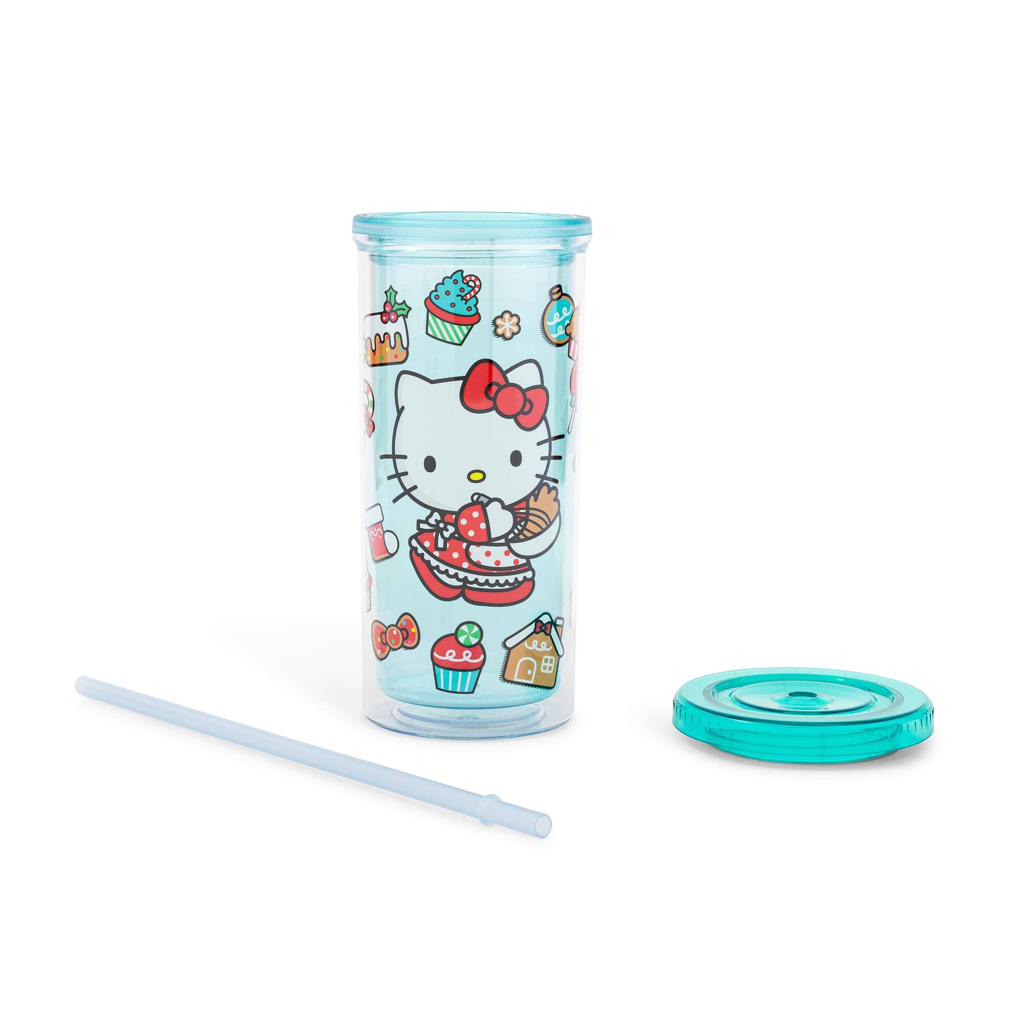 Alt View 1. Silver Buffalo - Sanrio Hello Kitty Holiday Baking 20-Ounce Carnival Cup With Lid and Straw - Aqua.