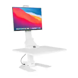 Mount-It! - Electric Standing Desk Converter with Height Adjustment & Built-In Monitor Mount for Ergonomic Sit-Stand Work - White