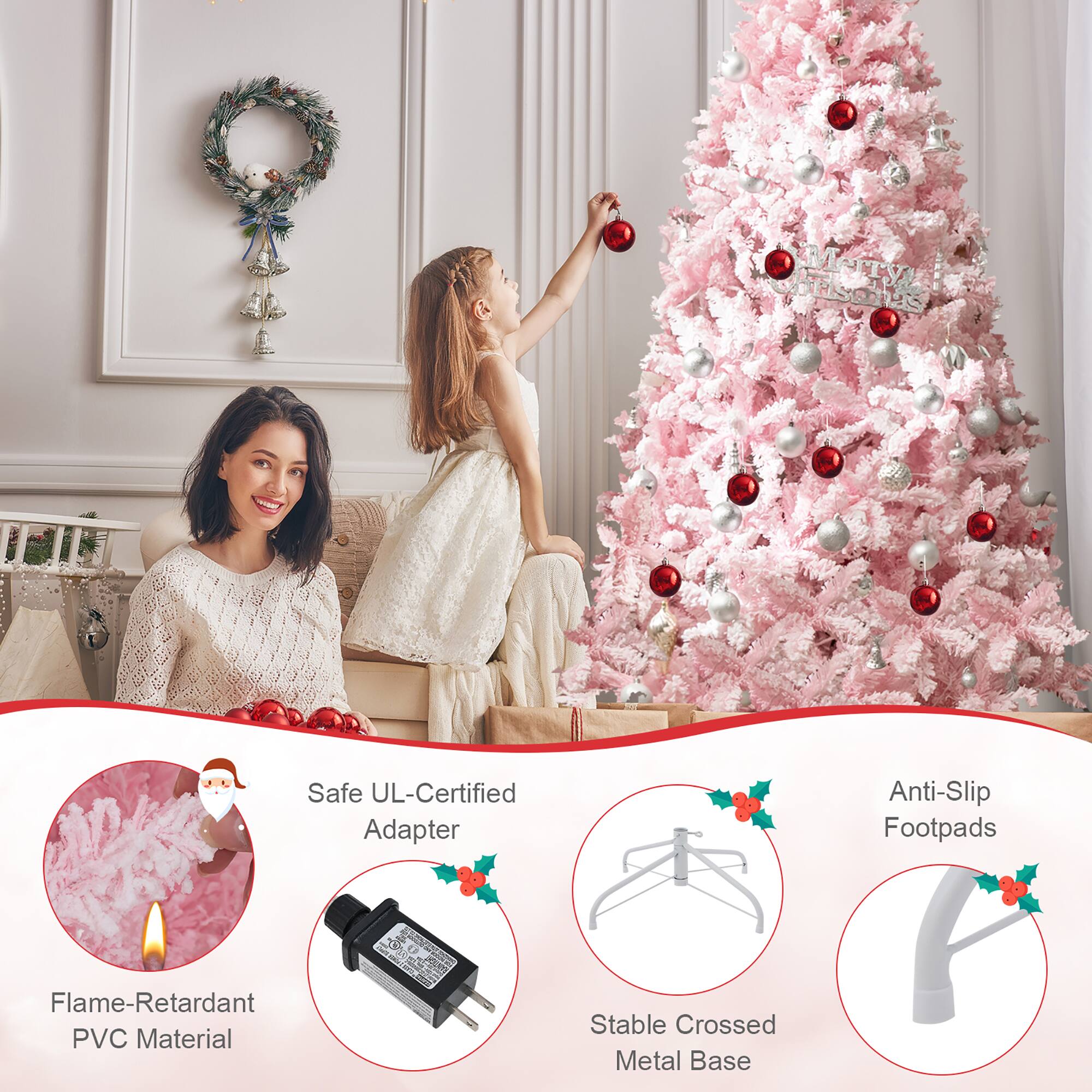 - Safe UL-Certified Adapter
- Flame-Retardant PVC Material
- Stable Crossed Metal Base
- Anti-Slip Footpads