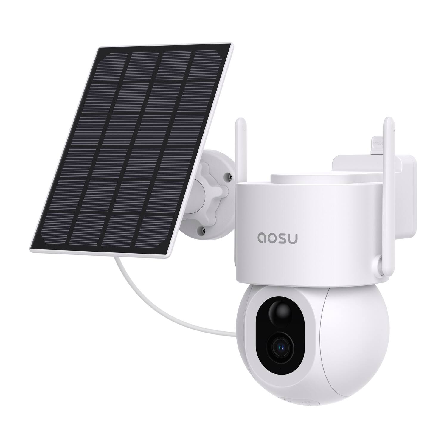 AOSU - C9S2CH11 3K 5.0-MP Wi-Fi Outdoor AI-Smart Solar Security Camera with Panoramic PTZ, Auto-Tracking - White