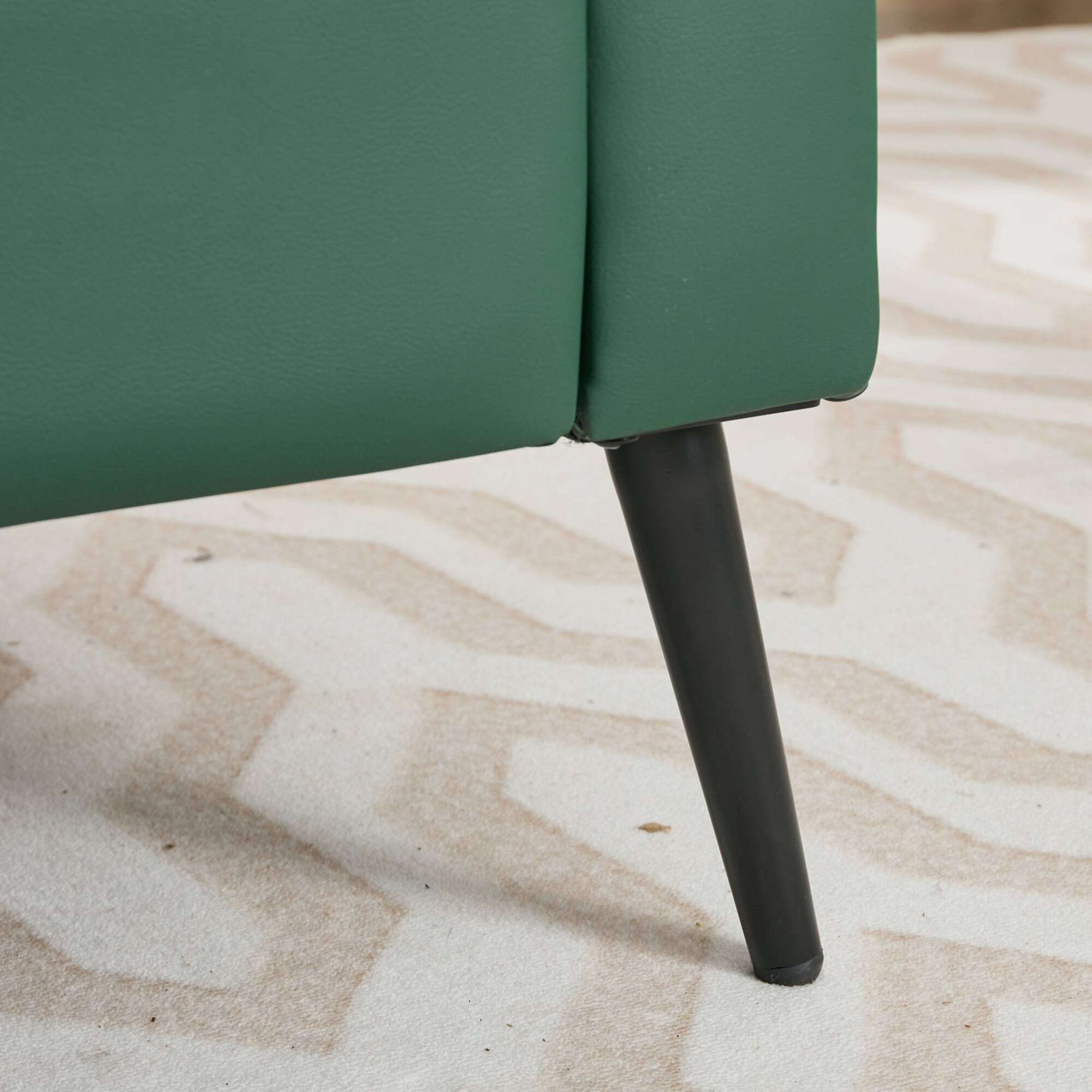 Alt View 6. GOODSILO - Nordic Retro Light Luxury Leather Upholstered Sofa Chair for Living Room, Bedroom, or Balcony - Green.