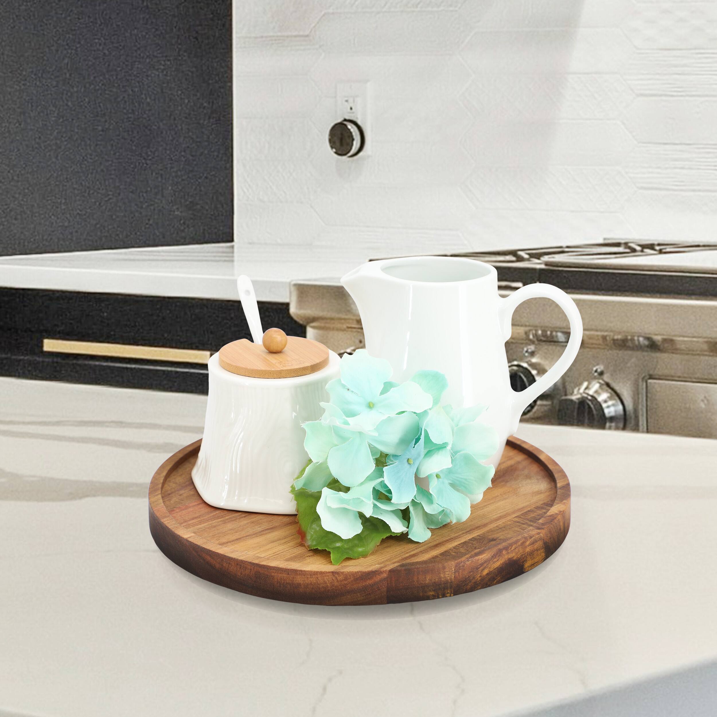 Alt View 1. MegaChef - MegaChef 10 Inch Acacia Wood Lazy Susan Tray - Brown.