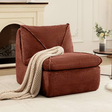 Front. KERDOM - 29'' W Armless Leisure Single Sofa, Cotton-linen Tufted Lazy Sofa Chair Ergonomic Bean Bag Sofa, Mini Sofa for Apartment - Brown.