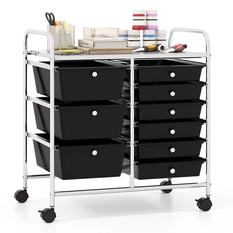 WELLFOR - 9-Drawer Utility Rolling Storage Cart with Metal Tabletop &Metal Frame,Drawer Organizer for Craft Office School Storage - Black price history on PriceWatchPro
