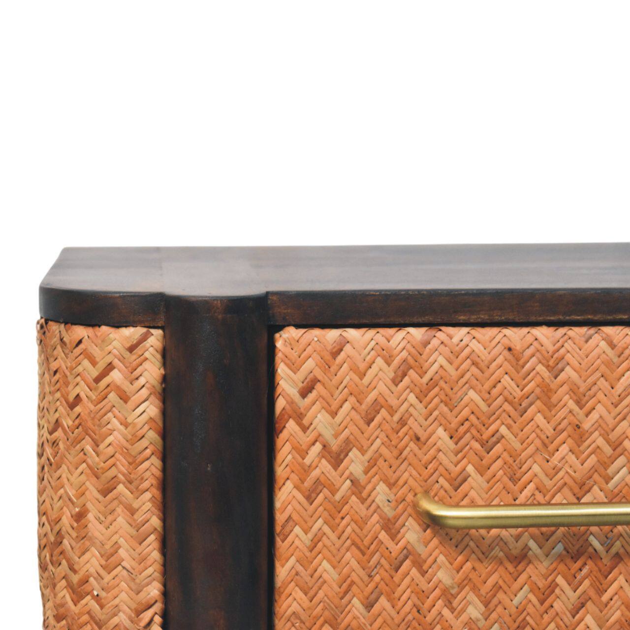 Alt View 1. Artisan Furniture - Artisan Furniture Solid Wood Rattan Curve Wall-Mounted Drawer - Dark Brown.