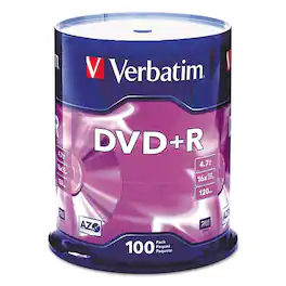 Verbatim - 95098 4.7 GB DVD+R Recordable Disc - (100/Pack) - Silver