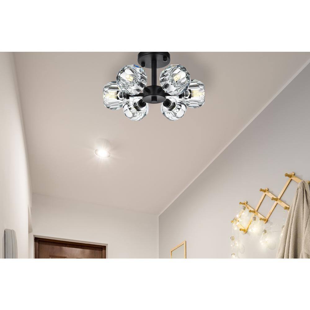 Angle. Elegant Lighting - Eren 14 inch Flush Mount in Black - Black.