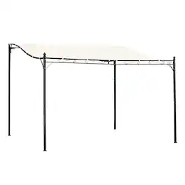 Outsunny - 10' x 11' Steel Outdoor Pergola Gazebo, Patio Canopy with Weather-Resistant Fabric and Drainage Holes - Cream White
