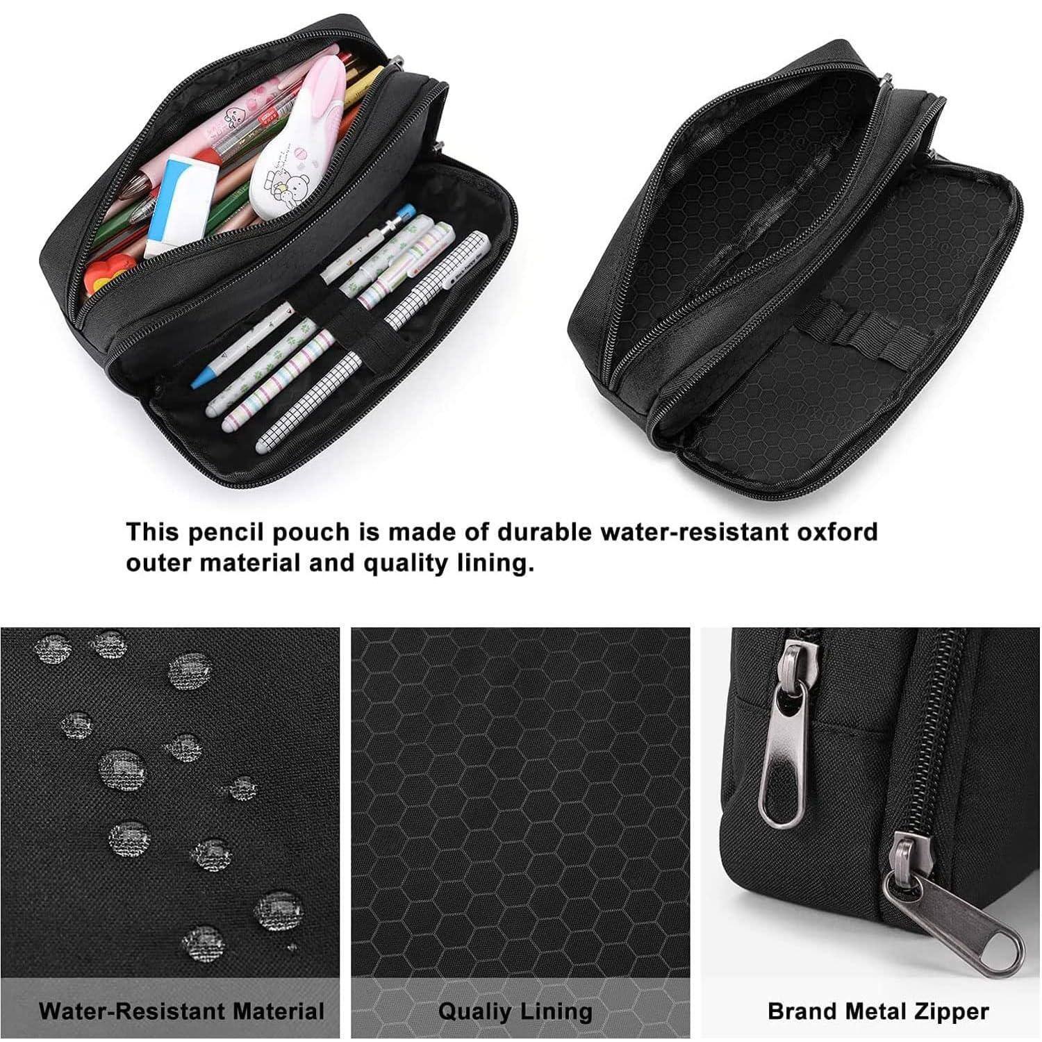 This pencil pouch is made of durable water-resistant oxford outer material and quality lining.

- Water-Resistant Material
- Quality Lining
- Brand Metal Zipper