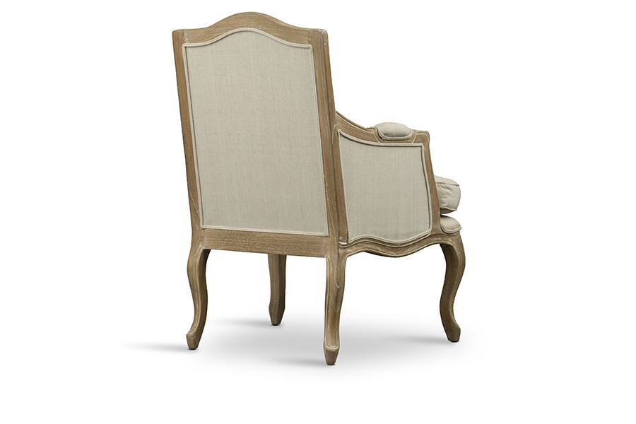Left. Baxton Studio - Nivernais Wood Traditional French Accent Chair - Beige/Light Brown.