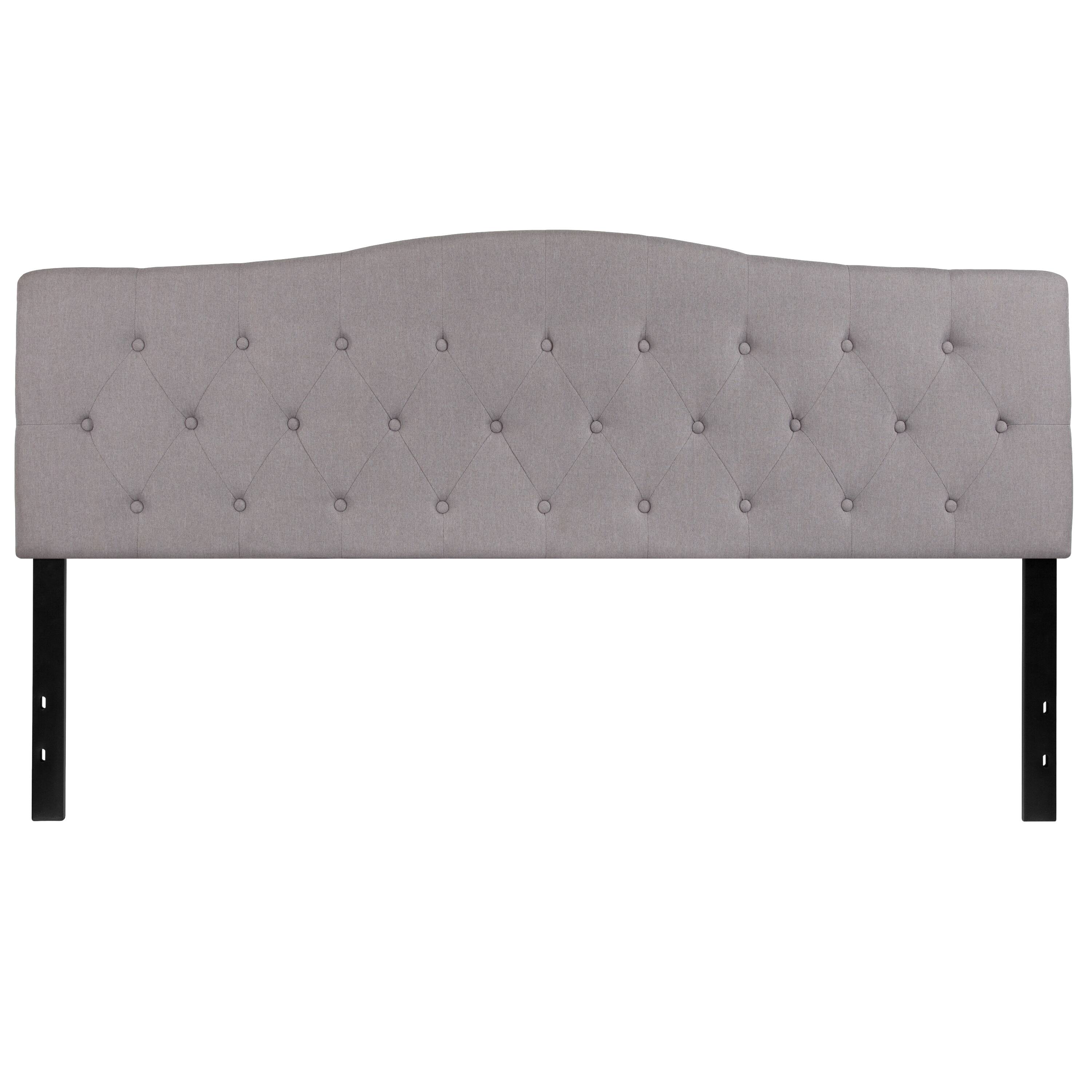 Alt View 4. Emma + Oliver - Arched Button Tufted Upholstered Headboard - Light Gray.
