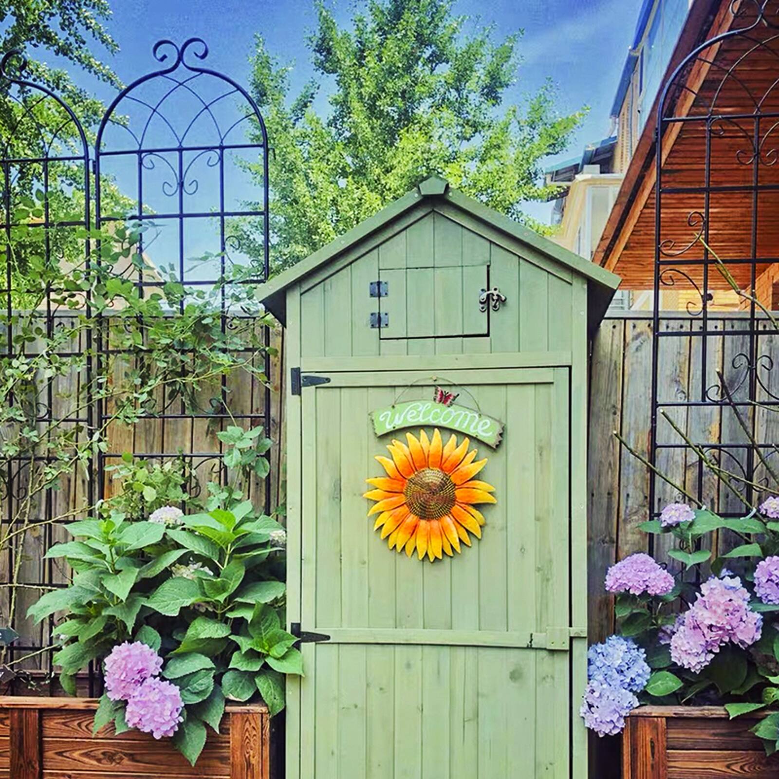 Alt View 6. Loheer - 4 Pack Metal Garden Trellis for Climbing Plants Outdoor Flower Support - Black.