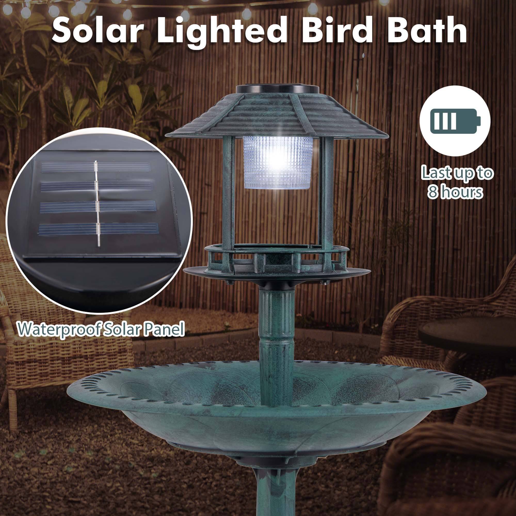 Solar Lighted Bird Bath

Waterproof Solar Panel

Last up to 8 hours