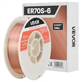 VEVOR - Solid MIG Welding Wire, ER70S-6 0.023-inch 10 LBS, Low Spatter Mild Steel Welding Wire with High Deoxidizers - Copper