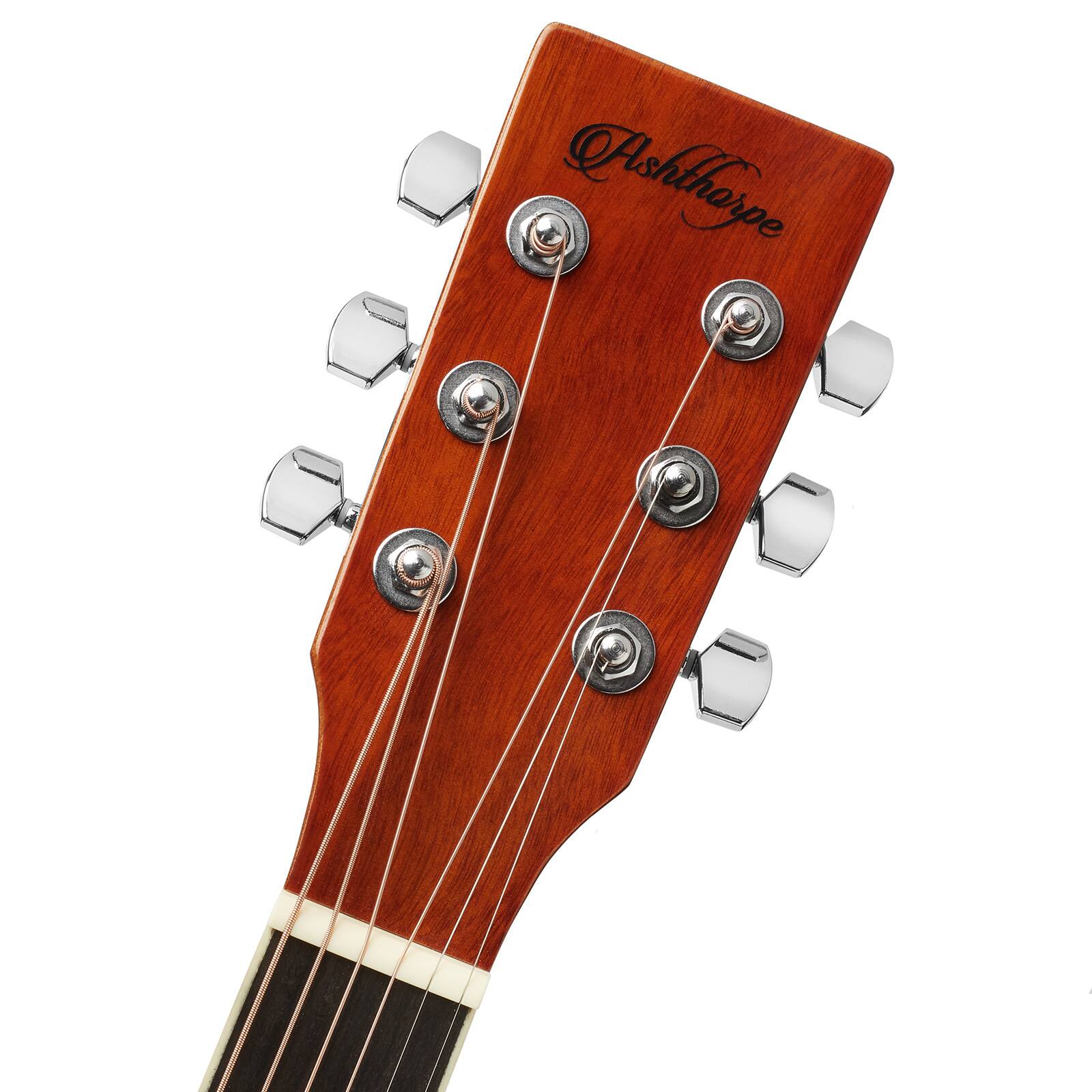 Alt View 4. Ashthorpe - Full-Size Dreadnought Cutaway Acoustic-Electric Guitar Bundle - Natural.