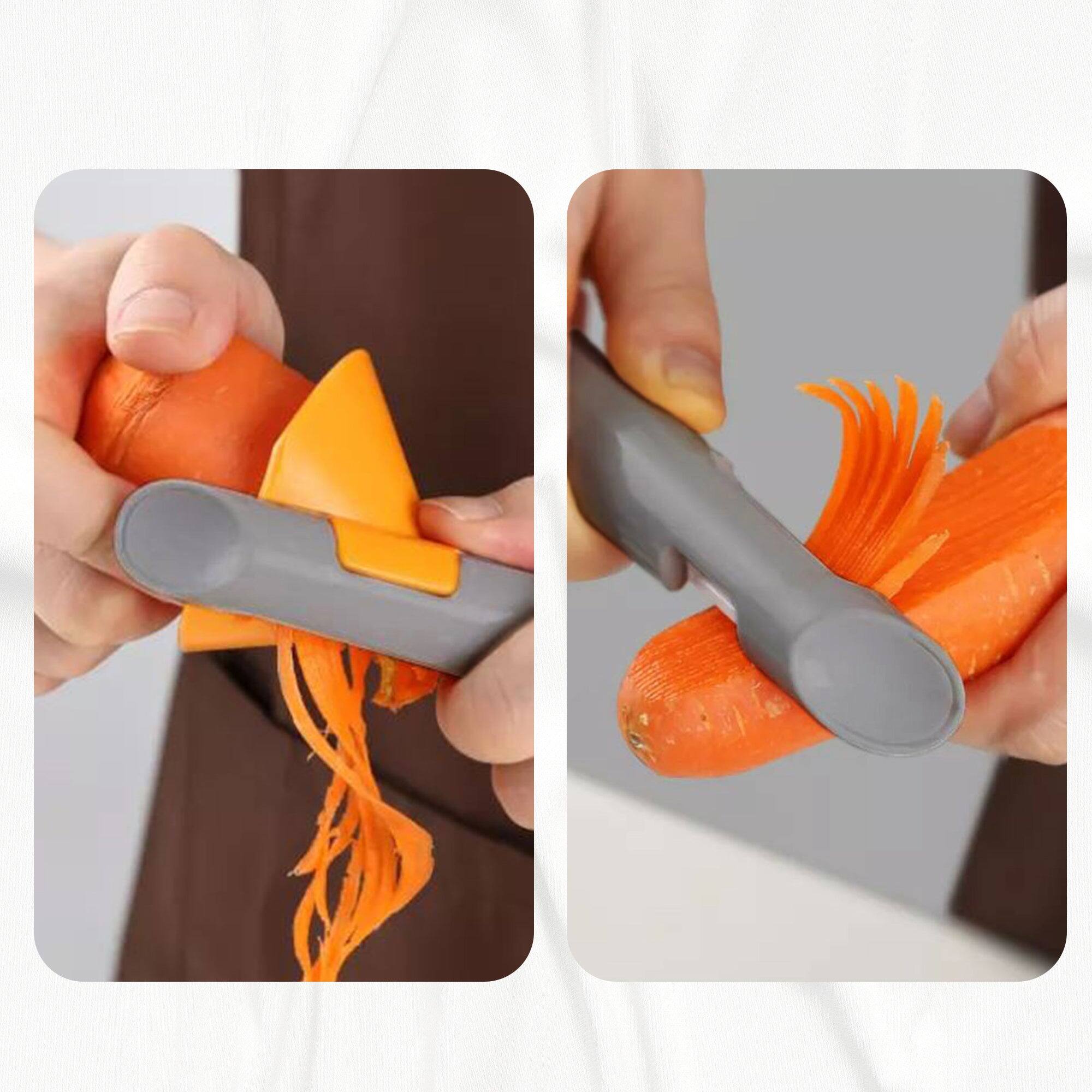 Alt View 7. Cheer Collection - Handheld Vegetable Spiralizer, Stainless Steel Rotary Vegetable Peeler with Non Slip Handle, Veggie Cutter Julienne - Gray.