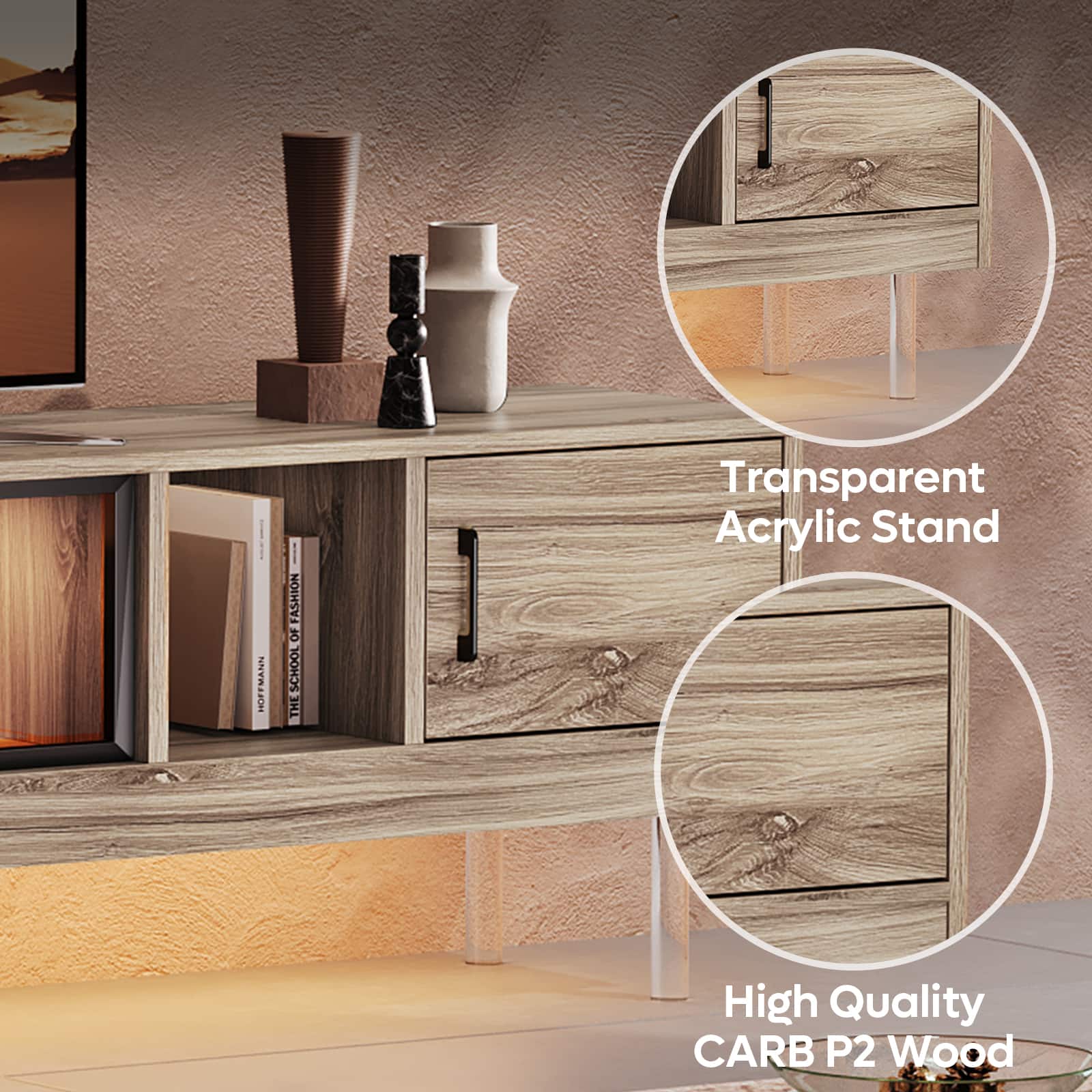 Transparent Acrylic Stand
High Quality CARB P2 Wood