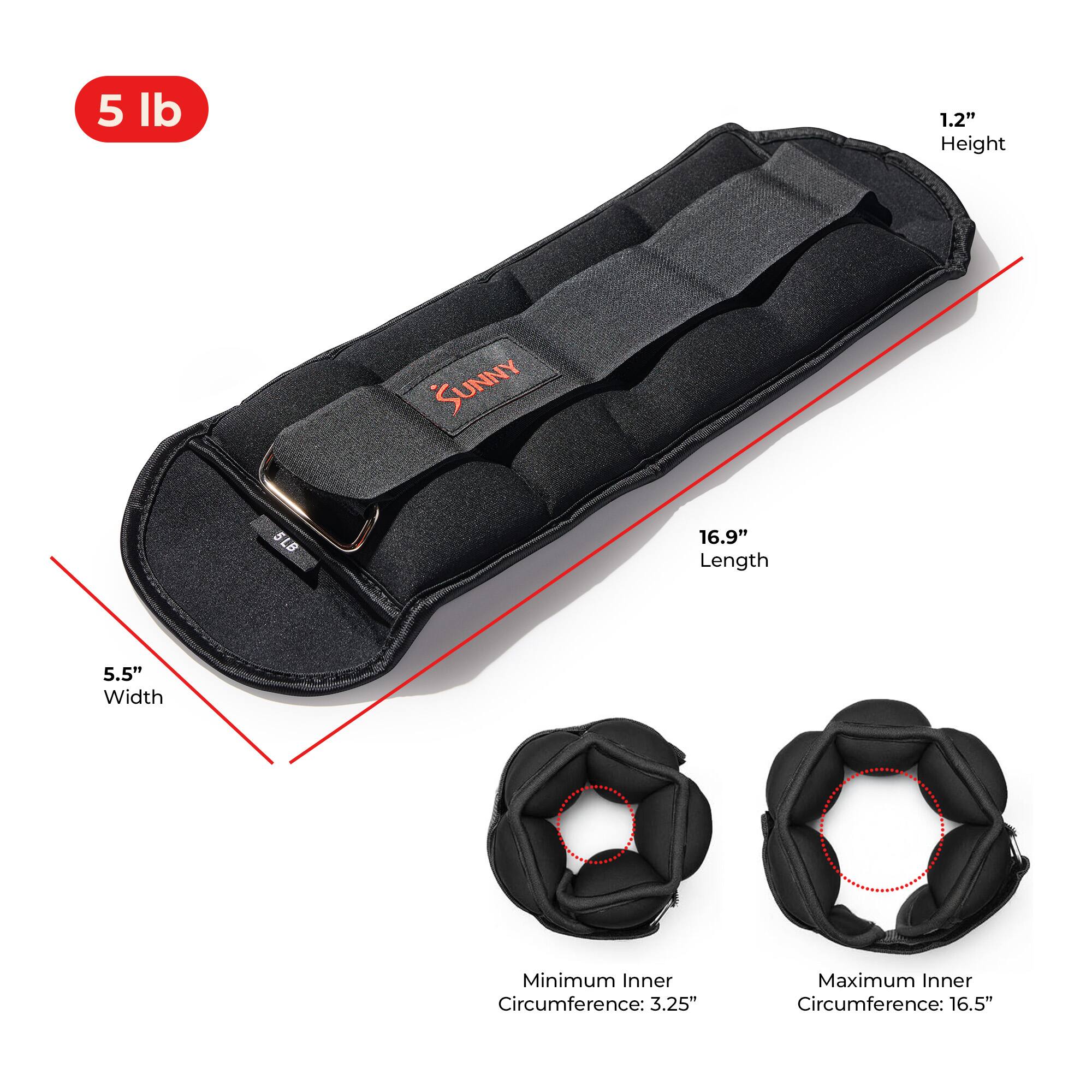 5 lb  
1.2" Height  
16.9" Length  
5.5" Width  
Minimum Inner Circumference: 3.25"  
Maximum Inner Circumference: 16.5"