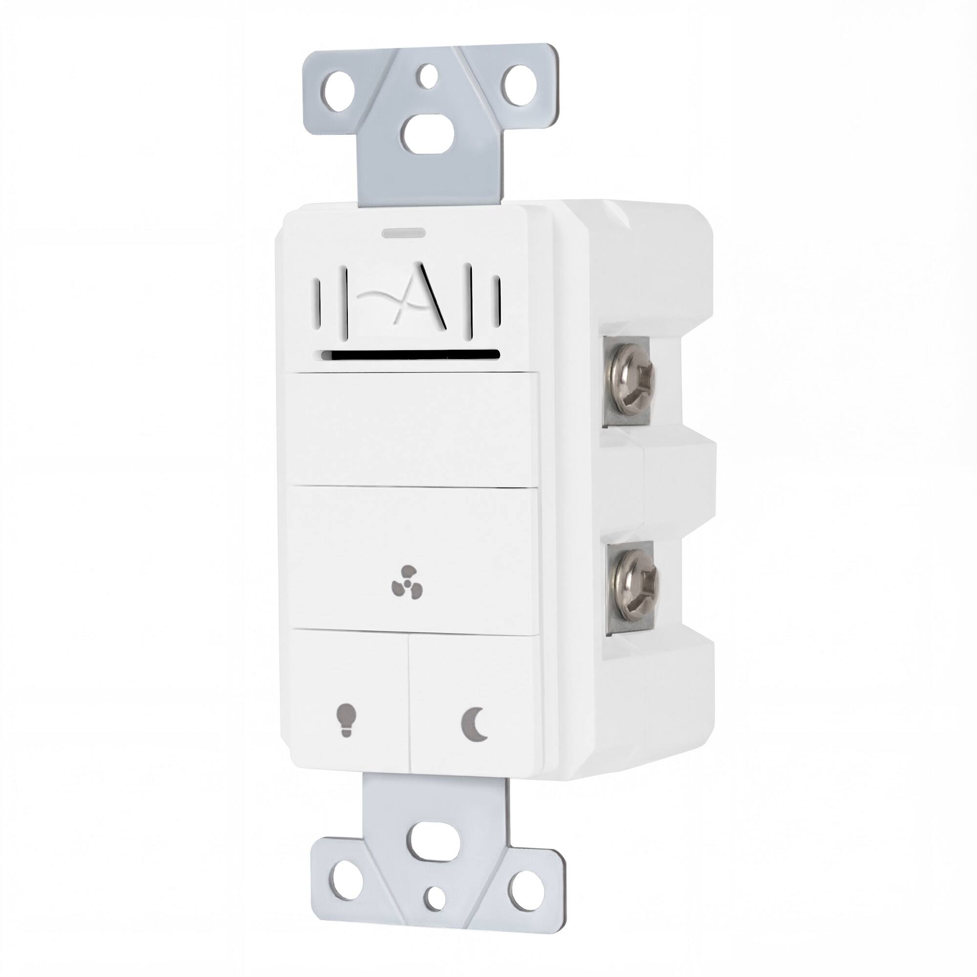 Back. Akicon - Akicon Humidity Sensor LED Timer Switch with Motion-Activated Wall Plate for Bathroom Exhaust Fan in White - White.