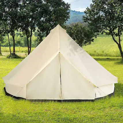 Front. Resenkos - 16.5’x16.5'x10' 10-Person Waterproof Camping Yurt Tent, Unique Style, Spacious Interior & Breathable Design - Beige.