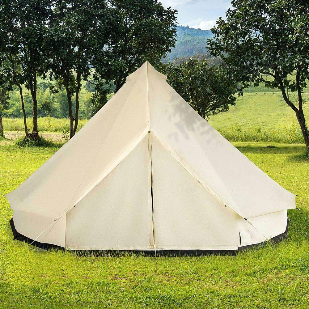 Front. Resenkos - 16.5’x16.5'x10' 10-Person Waterproof Camping Yurt Tent, Unique Style, Spacious Interior & Breathable Design - Beige.