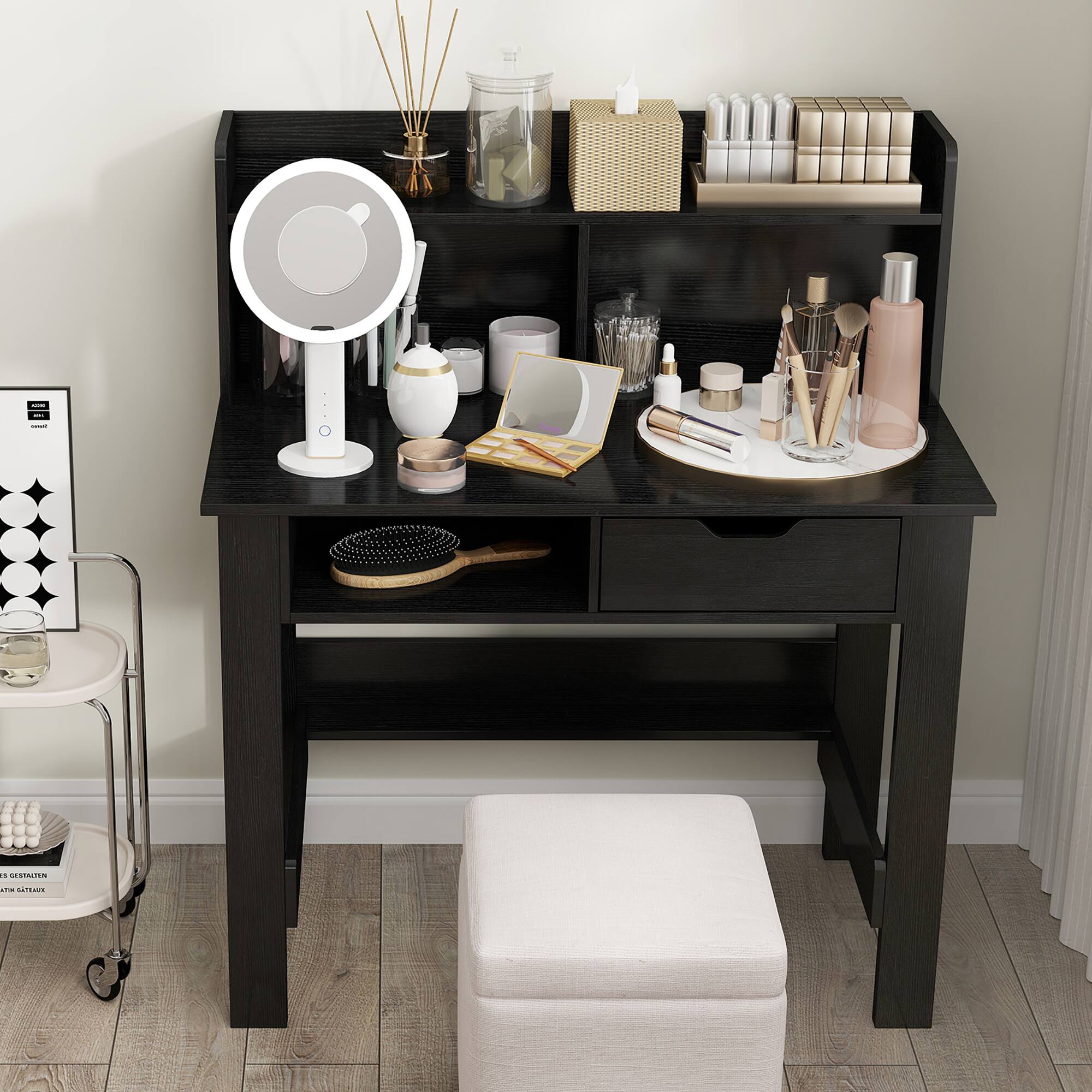 Alt View 3. Gymax - Gymax Computer Desk w/ Power Outlets & USB Ports & Type-C Hutch Open Shelf Drawer - Black.