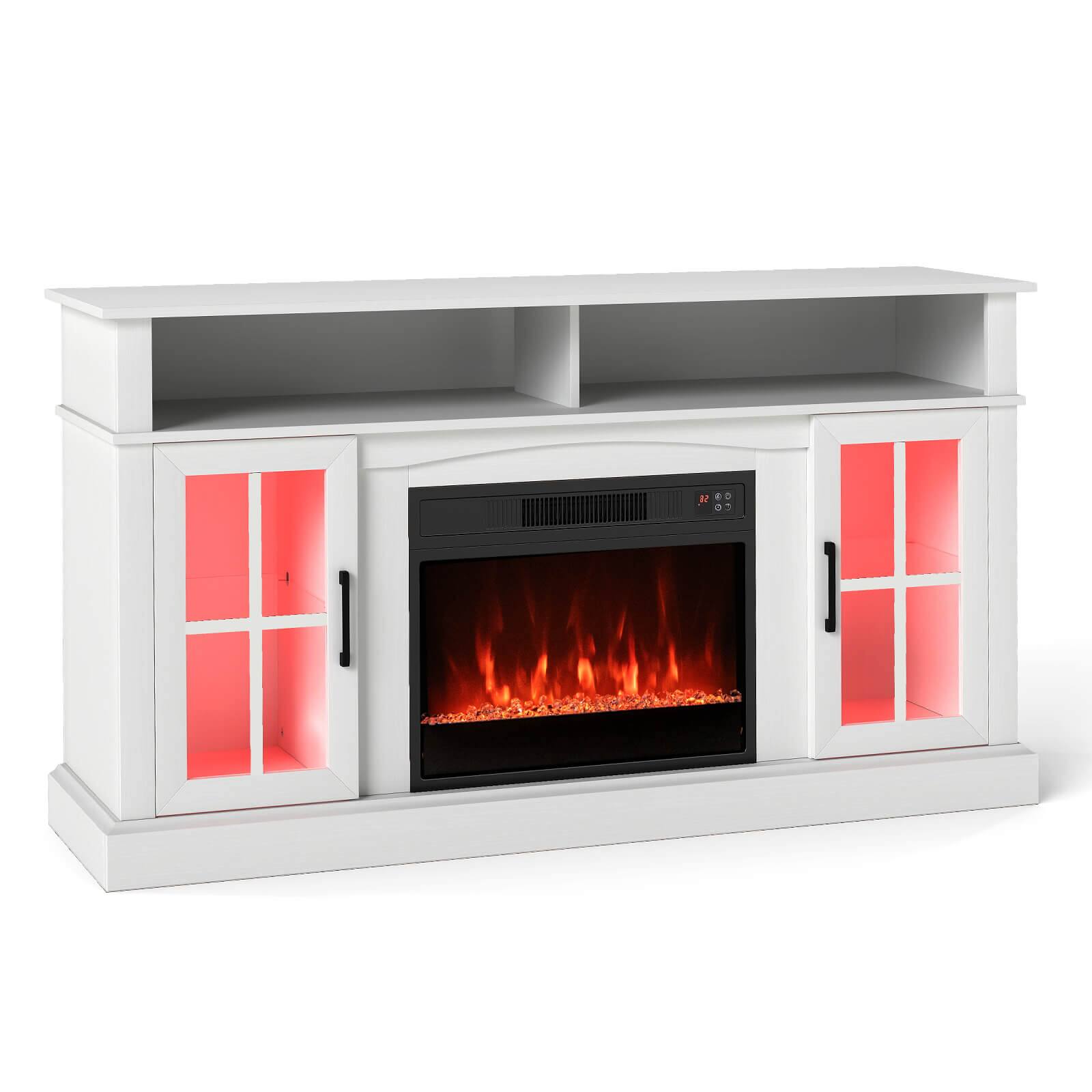 Alt View 9. Costway - Costway 58" Fireplace TV Stand with LED Lights Entertainment Center for 65 Inch TV - White.