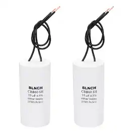 Unique Bargains - 2pcs 35uF CBB60 Running Capacitor, AC 450V 2 Wire for Air Compressor, Washing Machine, Refrigerator, Air Conditioner - White