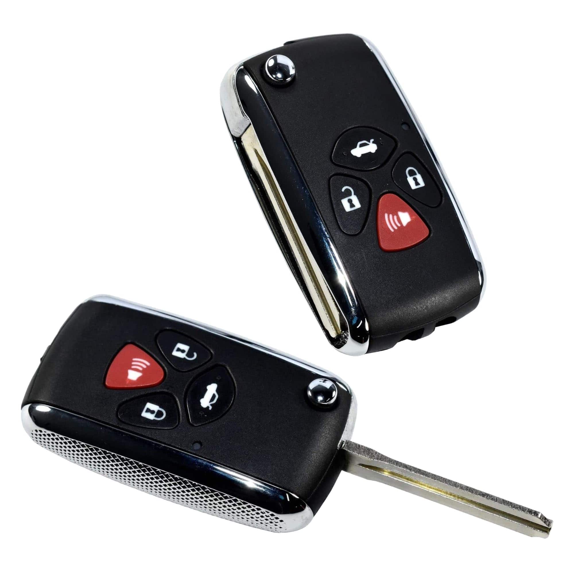 HQRP - 2-Pack Flip Key Fob Shell Case w/ Uncut Blade, 4-Button Remote Housing for Toyota Camry RAV4 Corolla Avalon - Black