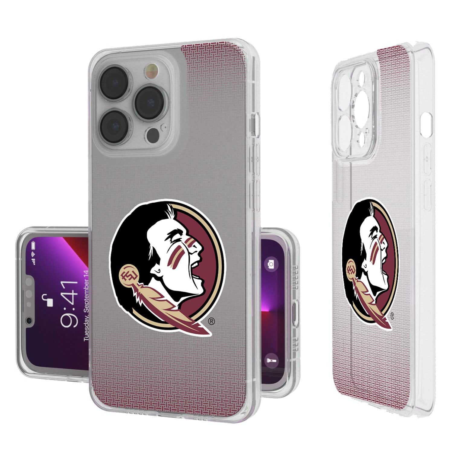 Keyscaper - NCAA - Florida State Seminoles Linen Logo iPhone Clear Case - 16 Pro - Multicolor