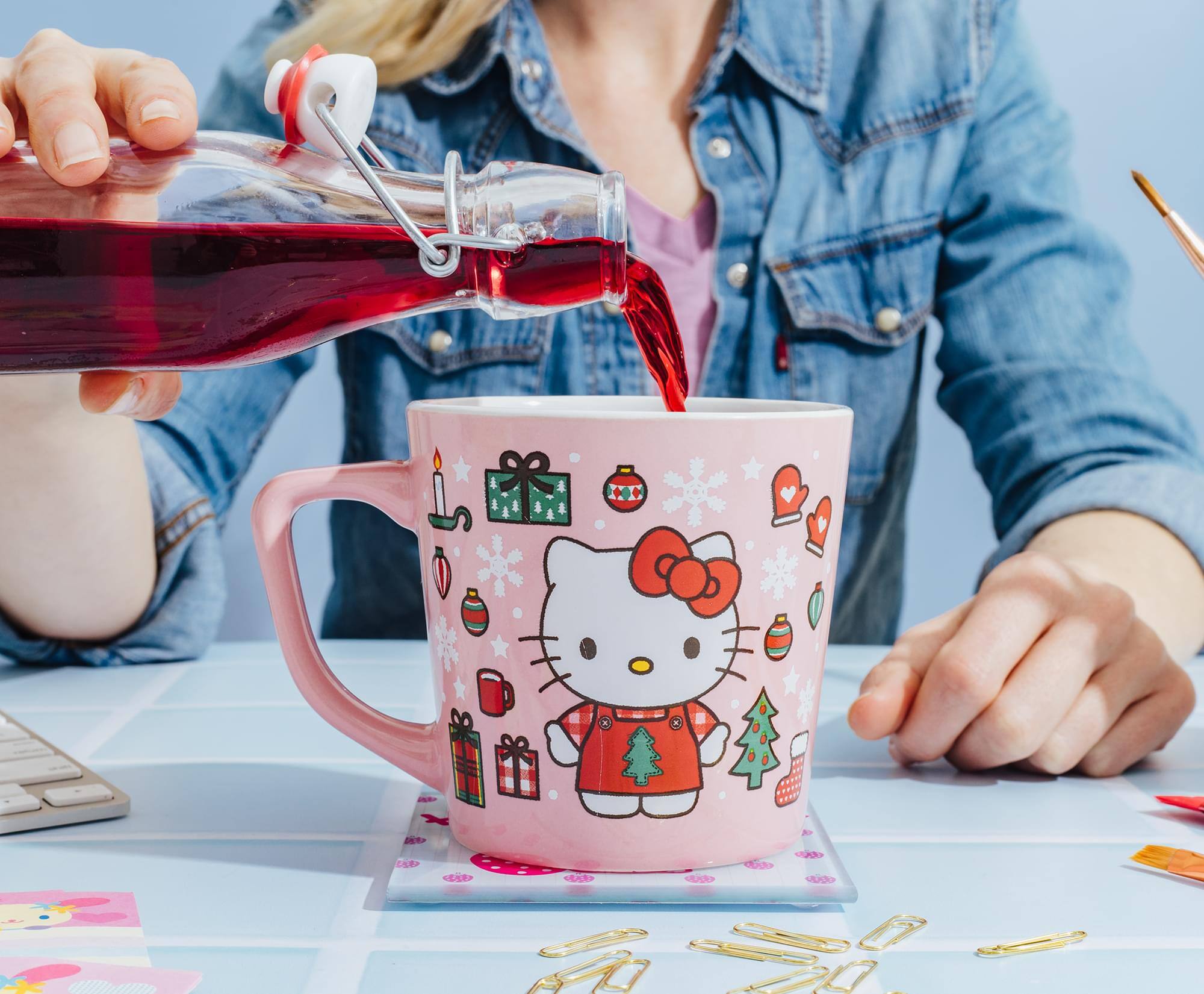 Alt View 4. Silver Buffalo - Sanrio Hello Kitty Holiday Celebration Ceramic Latte Mug | Holds 17 Ounces - Pink.