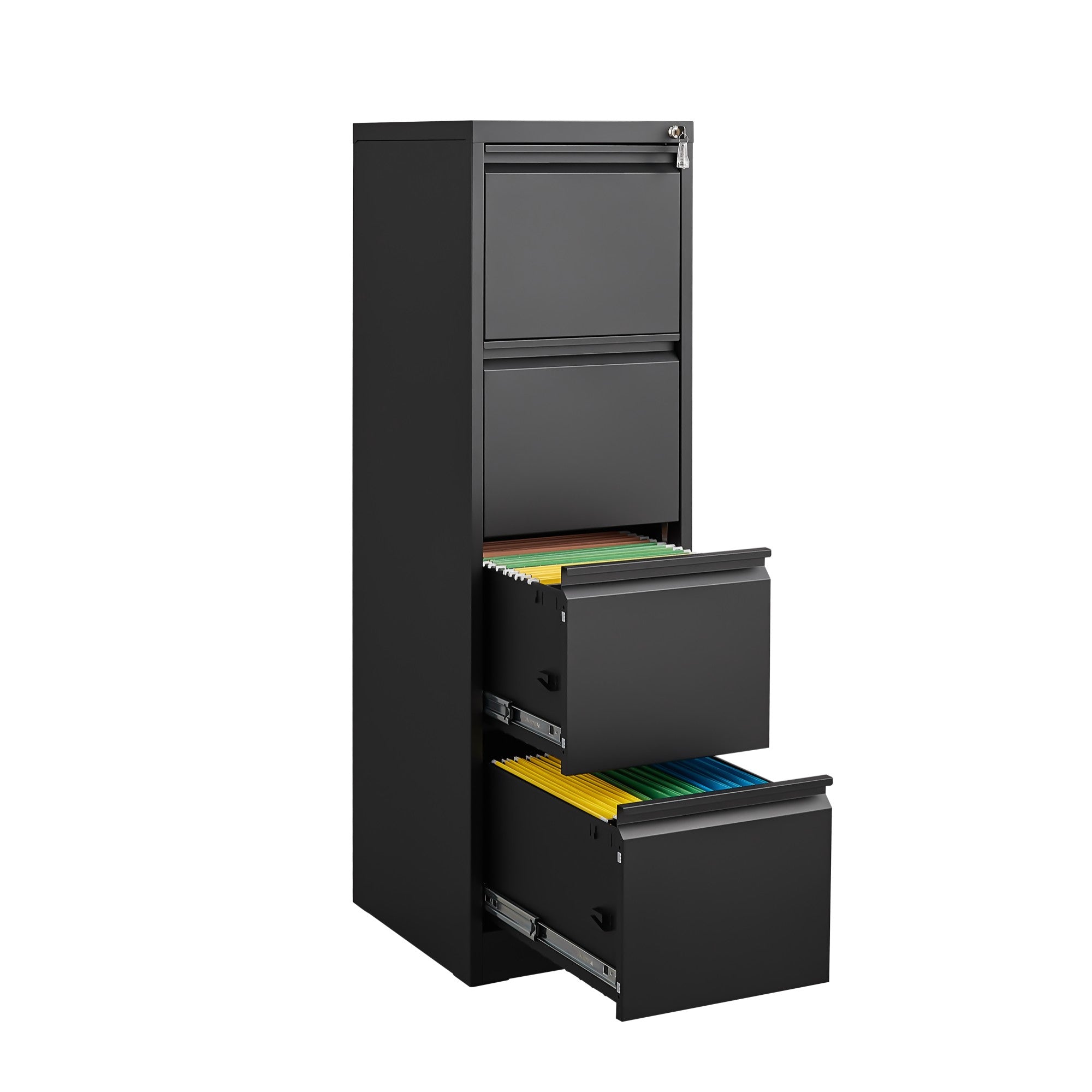 Alt View 1. Boyel Living - 4 Drawer Vertical File Cabinet with Lock,Filing Cabinet, Metal Filing Cabinet - Black.