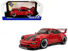 2024 RWB Bodykit "Taikano Kaishin" Red with Black Stripes 1/18 Diecast Model Car by Solido
