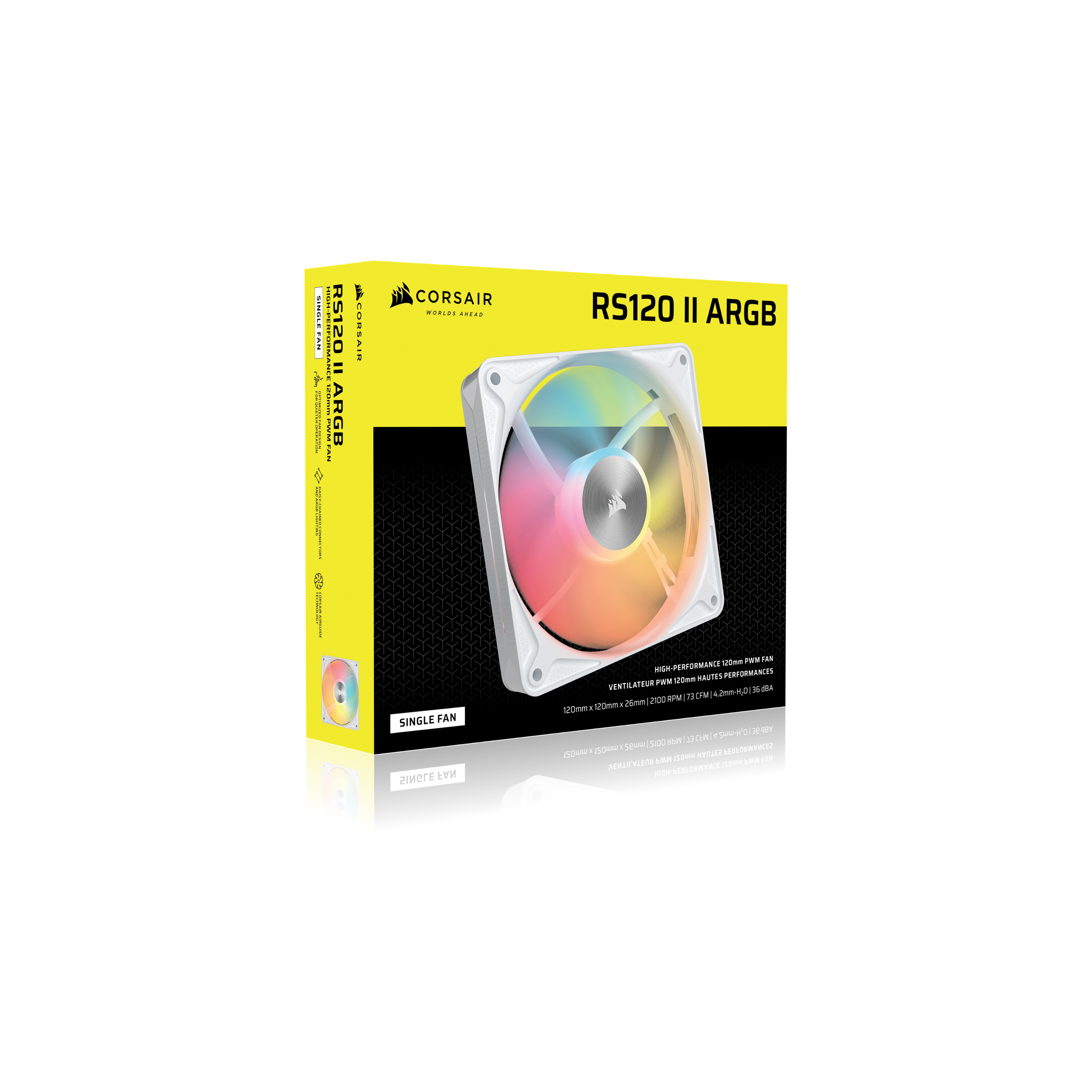 SINGLE FAN - IND FOR QUIETE MIZED ROPEI NATION FAN BESIGN SIGN ANDA DAISY AND ARGE LIGHTI HOT TING COM CHAINED ECTORS DEA TEFUNAL CORSAIR AIRO UIBE

HIGH-PERFORM : RS120 120mm ARGB PWM FAN
CORSAIR
CORSAIR WORLDS AHEAD SINGLE FAN
RS120 II ARGB 120mm PWM FAN HIGH-PERFORMANCE PERFORMANCES PWM 120mm HAUTES VENTILATEUR 36 dBA RPM 73 CFM 4.2mm-H20 26mm 2100 120mm X 120mm X