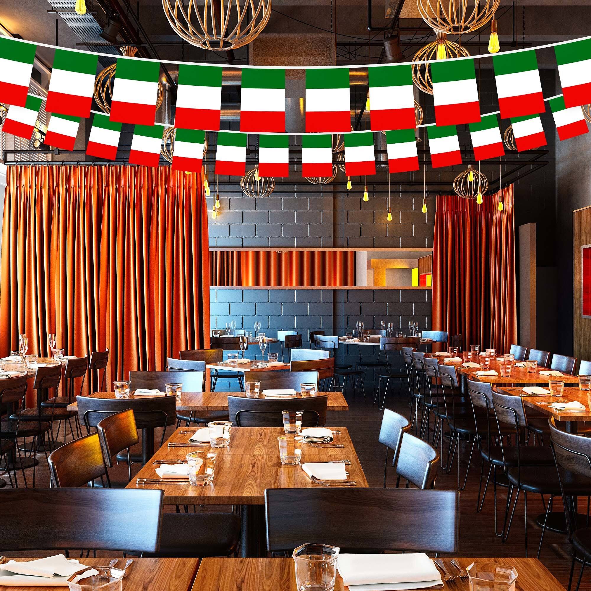 Alt View 1. G128 - Italy Bunting Banner, 33 ft String with 38 Mini Flags, 150D Polyester. - Assorted Colors.