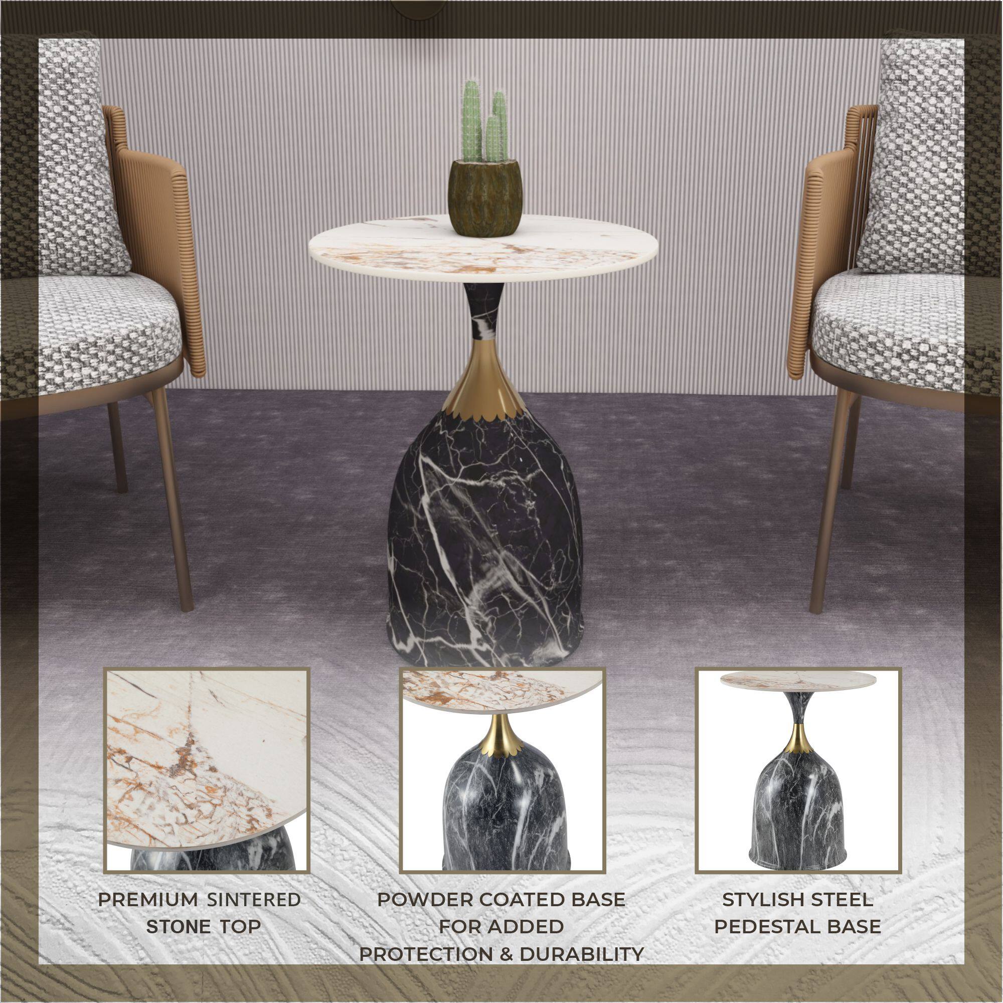 PREMIUM SINTERED STONE TOP

POWDER COATED BASE FOR ADDED PROTECTION & DURABILITY

STYLISH STEEL PEDESTAL BASE