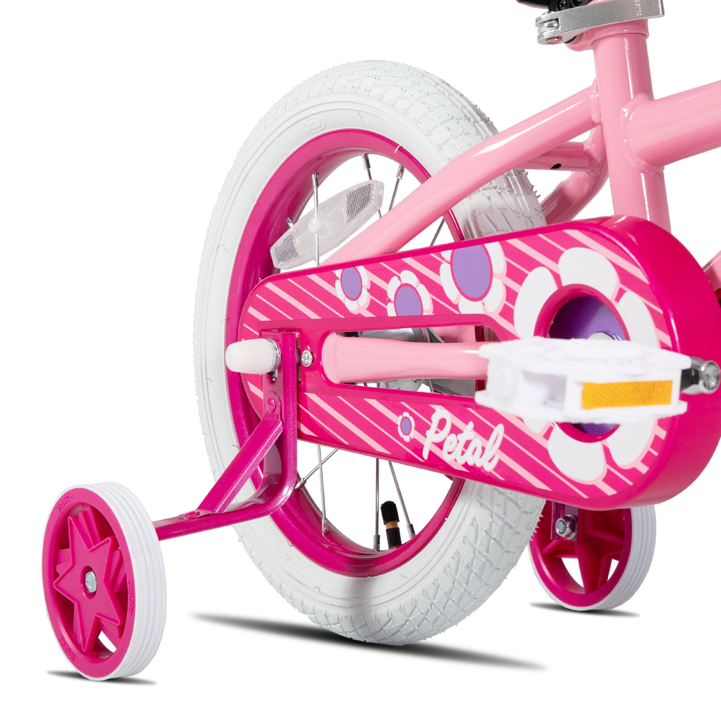Alt View 4. JOYSTAR - JOYSTAR Petal 14 Inch Kids Bike for Ages 3-5 Girls, Children's Bicycle with Training Wheels & Basket, Pink - Pink.