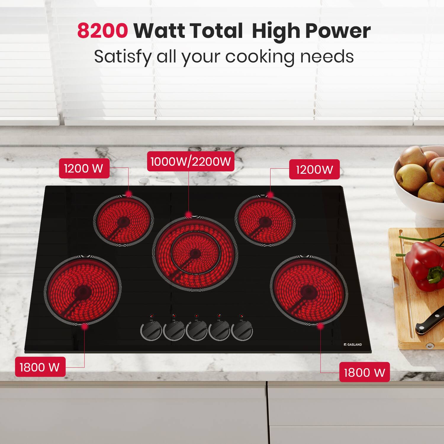 8200 Watt Total High Power Satisfy all your cooking needs 1200 W 1000w/2200w 1200W 1800 W 1800 W GASLAND