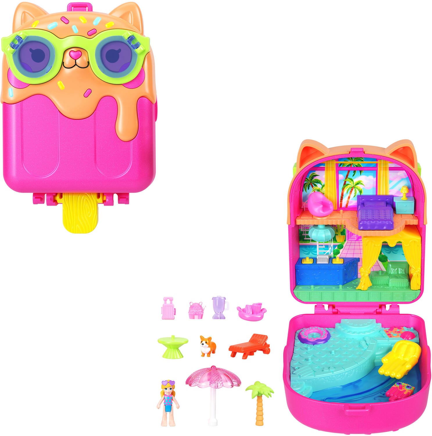 Mattel - Polly Pocket: Pocket Kitty Popsicle Resort Compact - COLLECTABLES - Multicolor