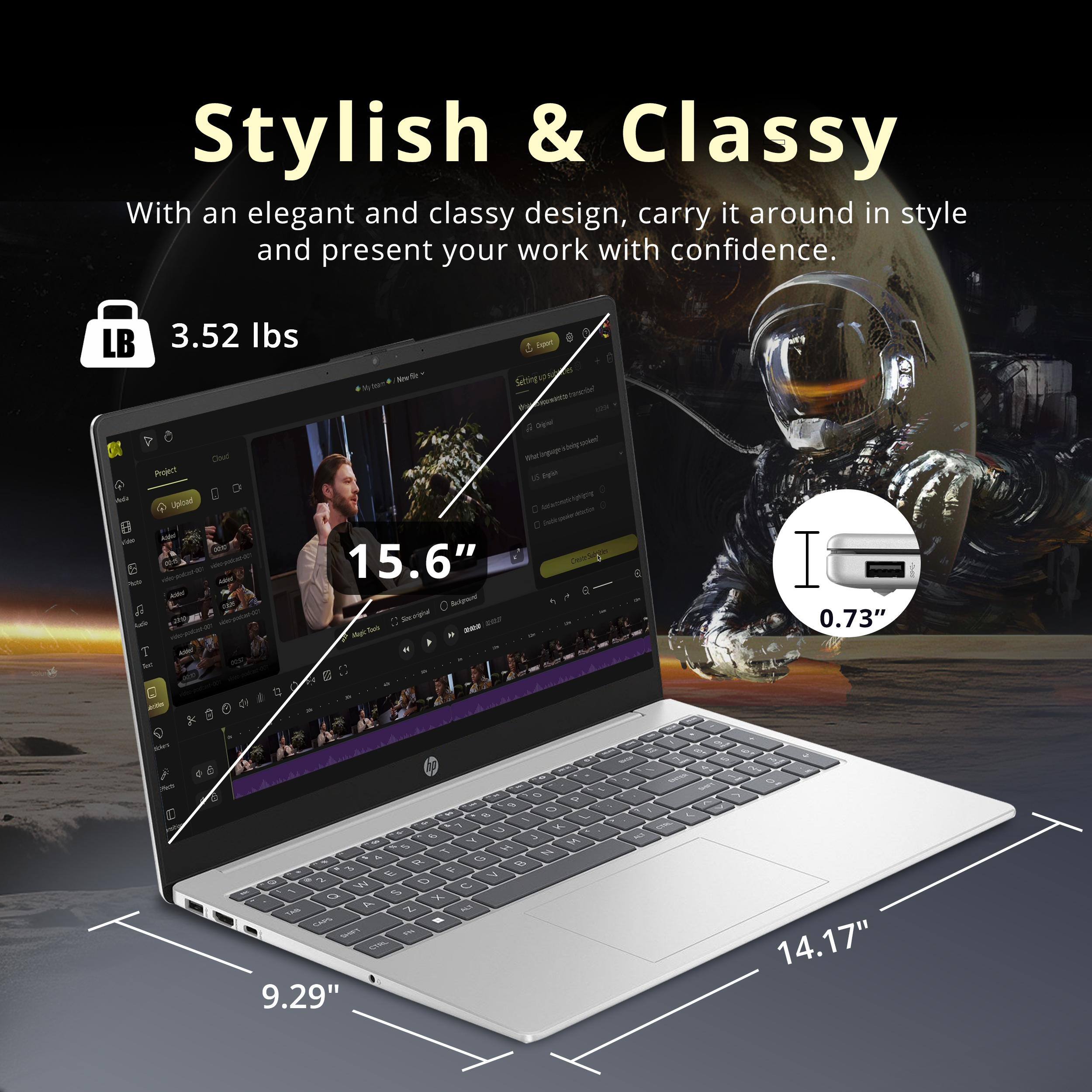 Stylish & Classy

With an elegant and classy design, carry it around in style and present your work with confidence.

- 3.52 lbs
- 15.6" Anterior
- 9.29" 
- 14.17" 
- 0.73"