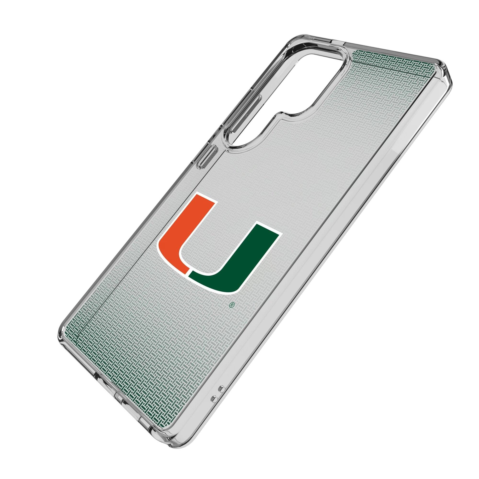 Alt View 1. Keyscaper - Miami Hurricanes Linen Logo Galaxy Clear Case - S23 Ultra - Multicolor.